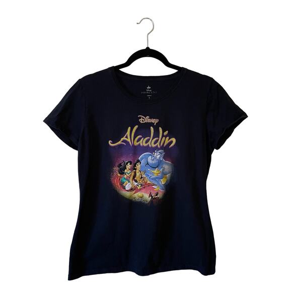 Disney Princess L short sleeve t-shirt cotton Aladdin movie casual black Genie - Picture 1 of 7